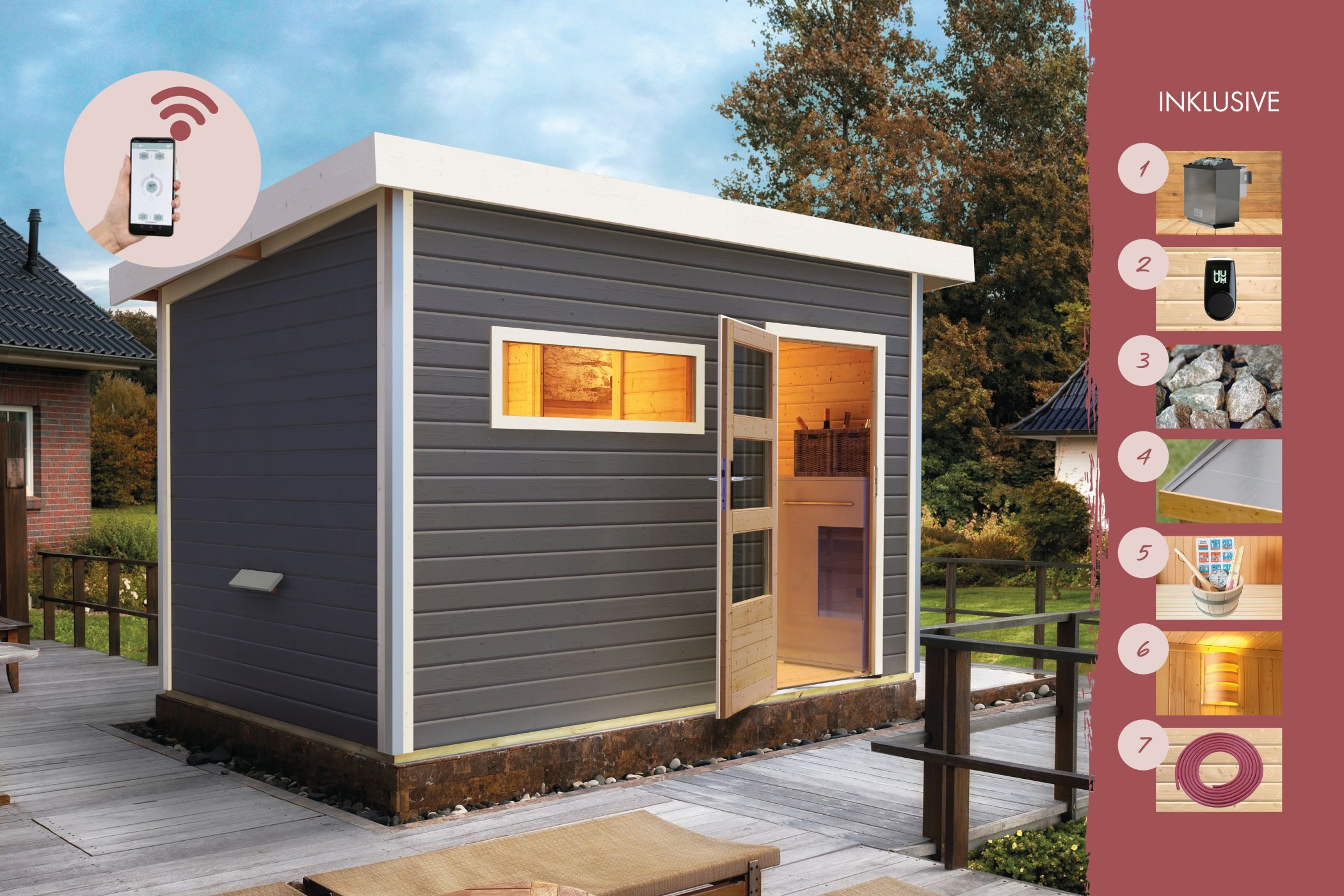 Digitales Sauna-Steuergerät mit stufenloser Temperaturregelung und Bio-Ofen-Funktion für Karibu Saunen
