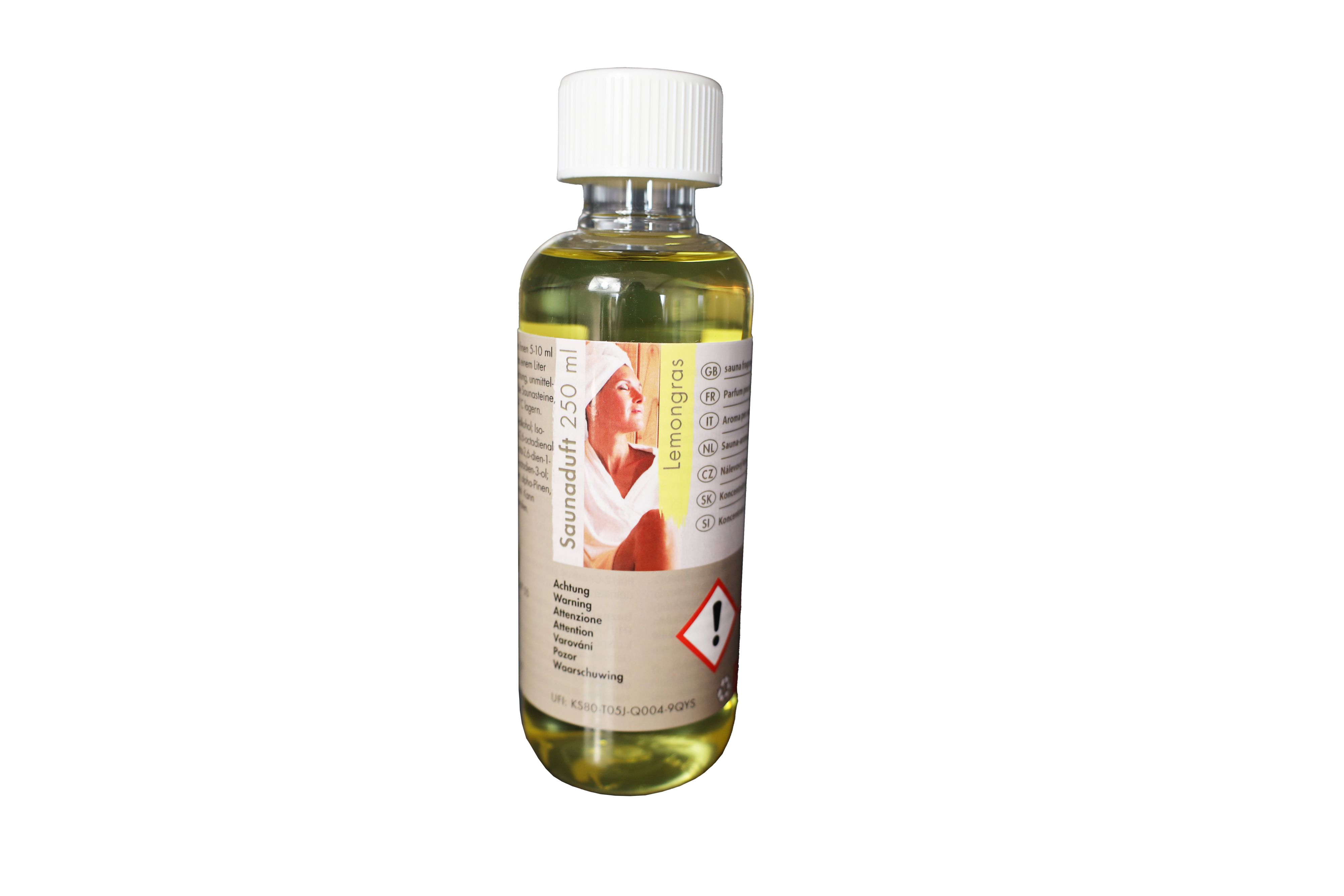 Karibu Saunaduft Lemongras 250ml / Lagerabverkauf aus Holz, freigestellt