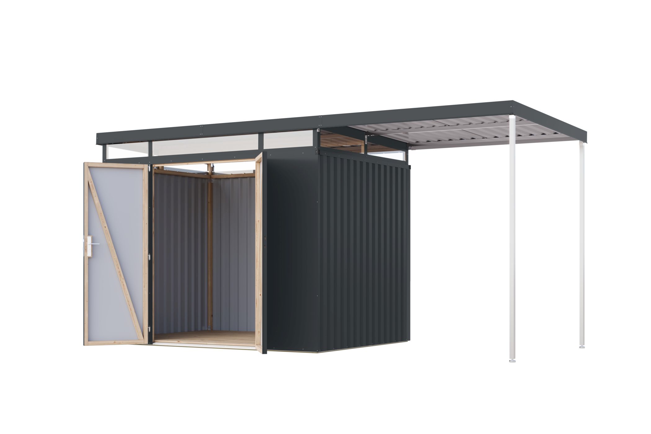 Karibu Gerätehaus aus Metall Aurum 3 in Anthrazit, Freisteller