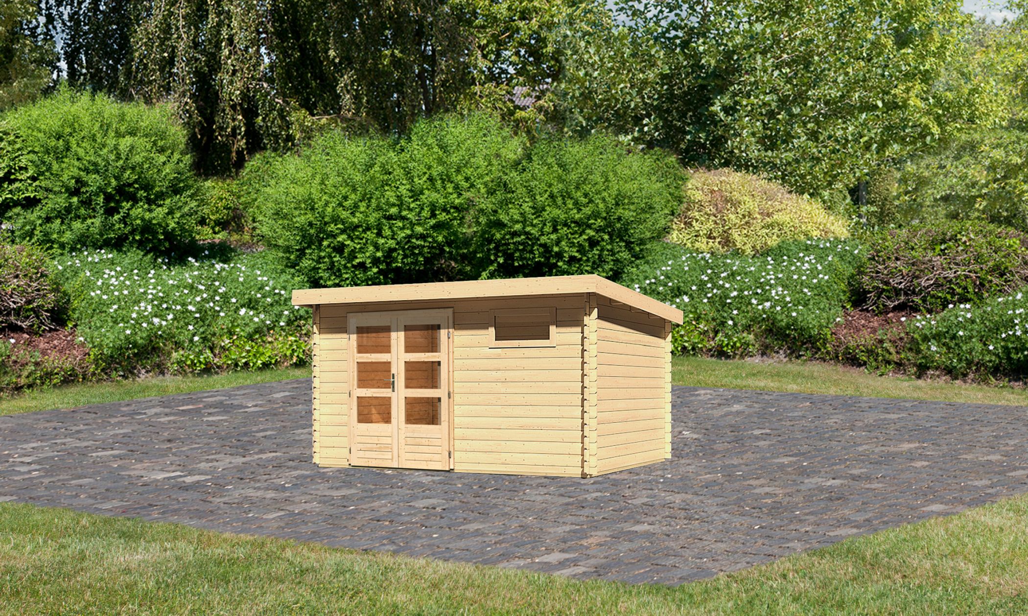 Karibu Gartenhaus Bastrup 8 in Naturbelassen, Außenansicht