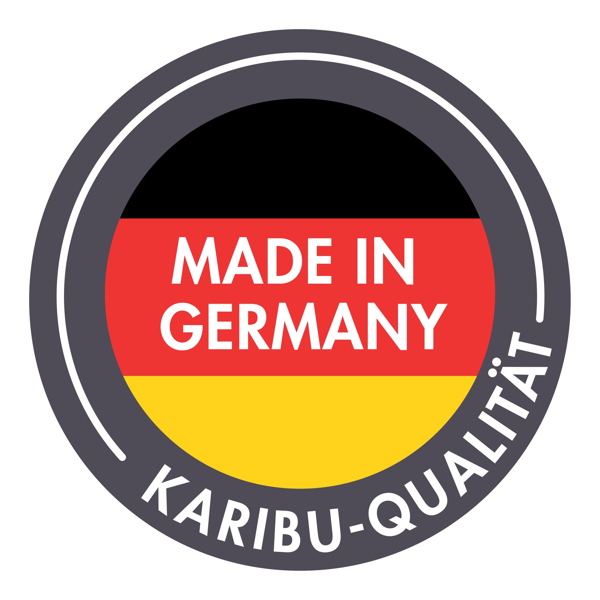 Siegel Made in Germany als Zeichen für die Karibu-Qualität aus deutscher Fertigung