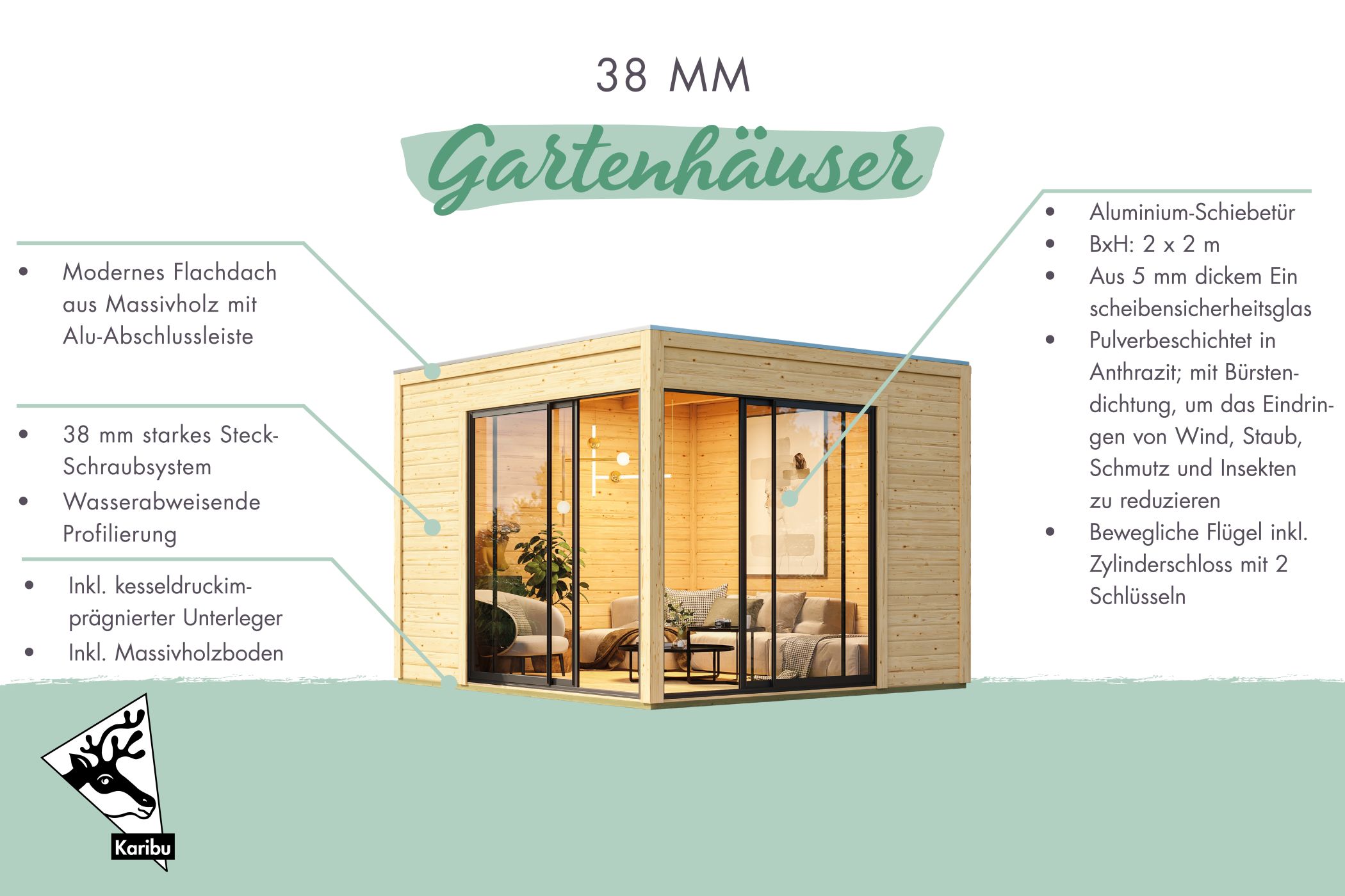 Karibu Poolhaus Dice 3, im Garten aufgebaut