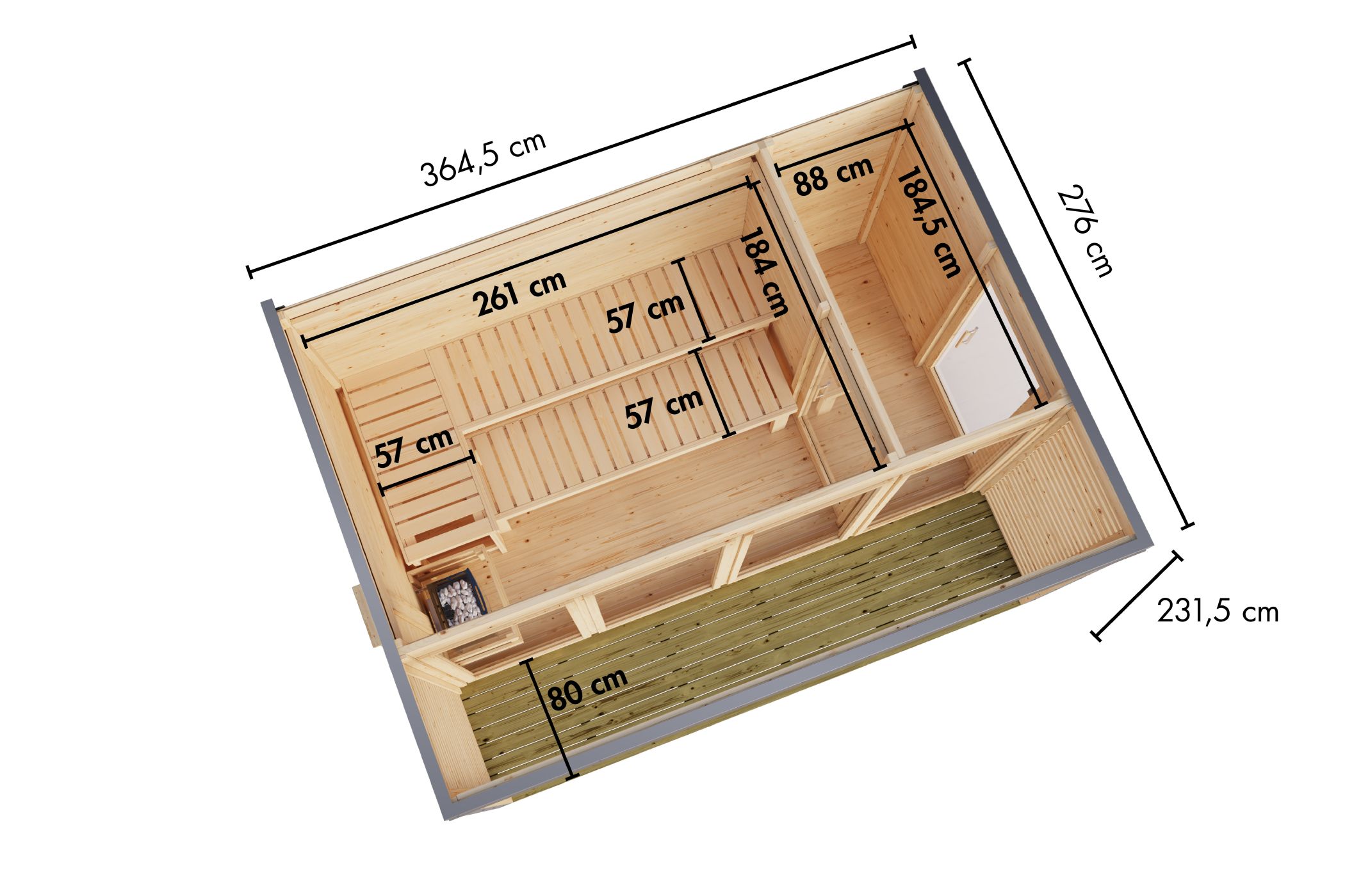 Produkt- und Ausstattungsdetail der Karibu Saunahaus Ares 4