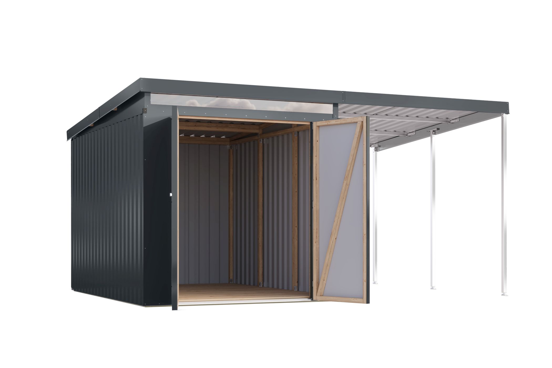 Karibu Gerätehaus aus Metall Iridium 2,5 in Anthrazit, Freisteller