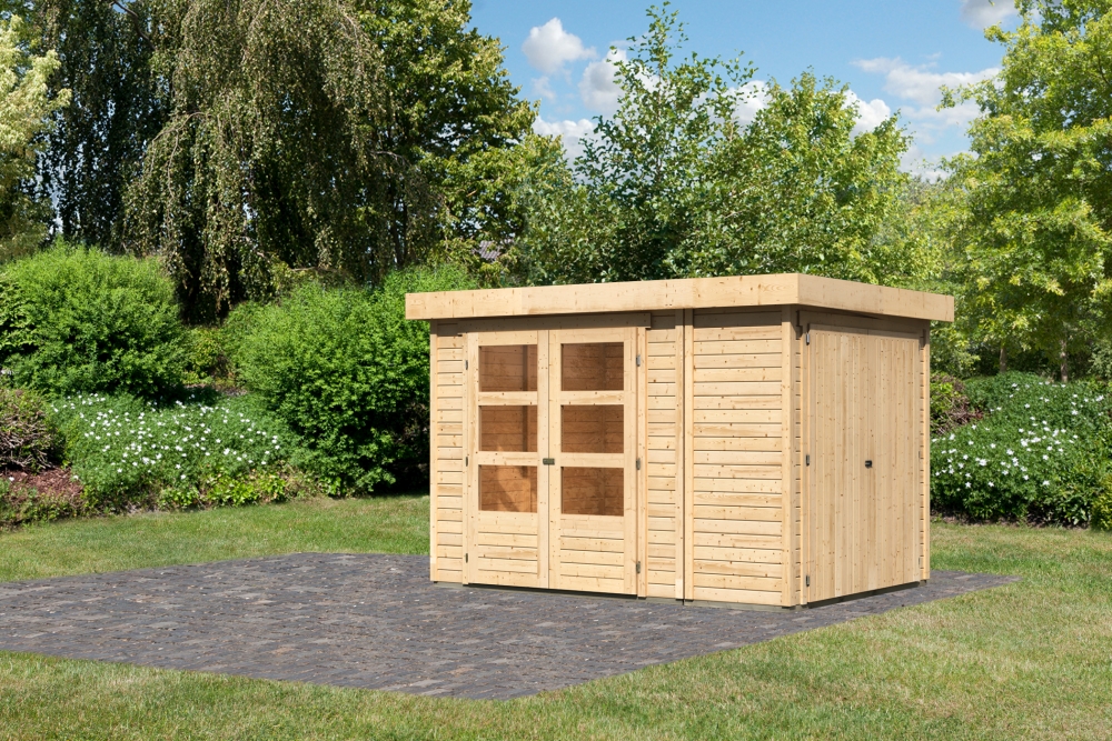 Karibu Gerätehaus Retola 2 in Naturbelassen, Außenansicht