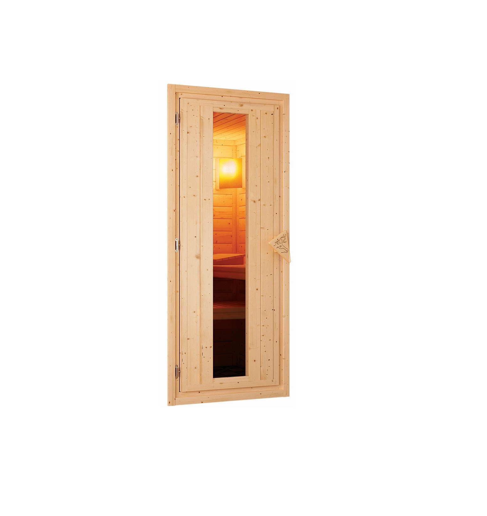 Hochwertige Saunatür aus 8 mm Sicherheitsglas mit Massivholzrahmen für Karibu Saunen
