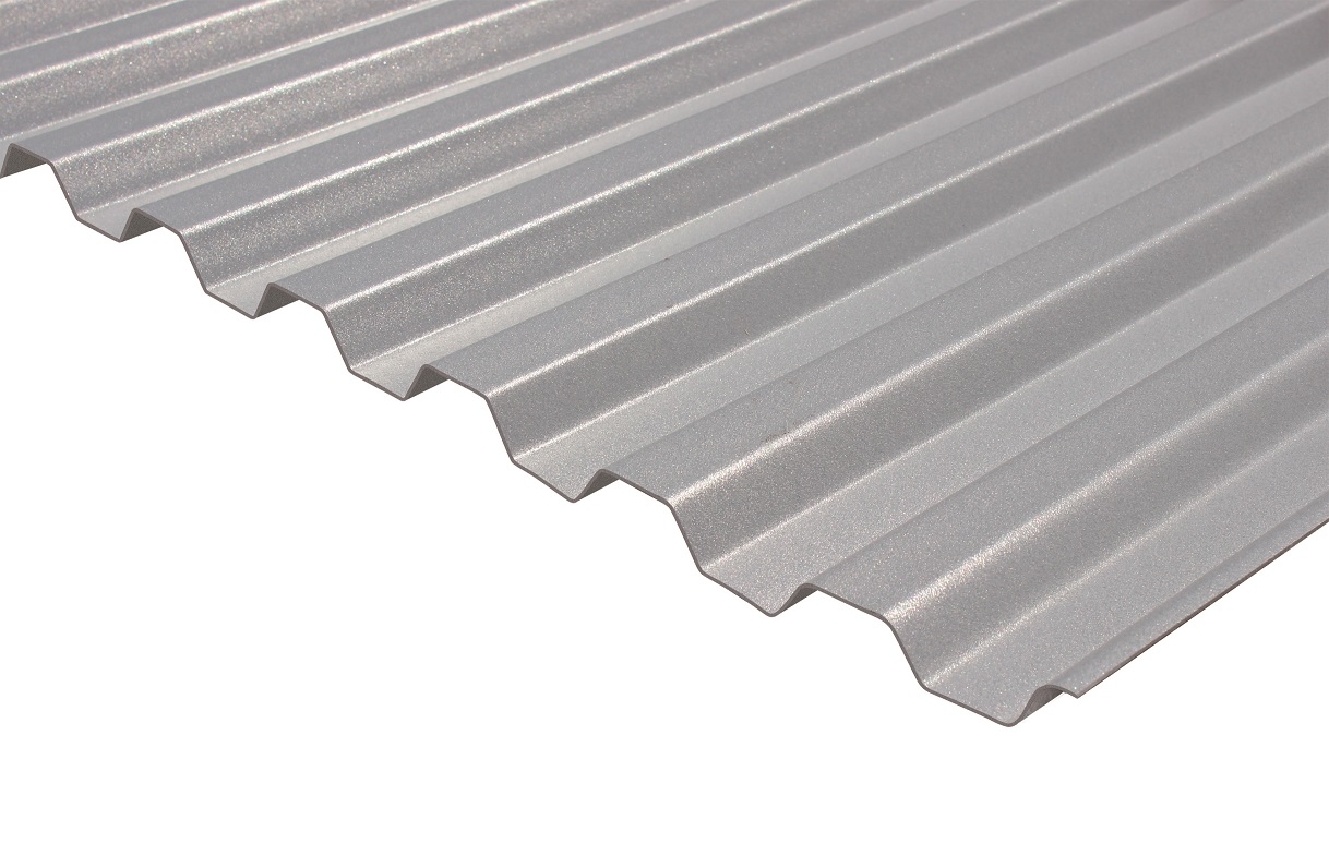 Graue lichtdurchlässige PVC-Trapezprofil-Dacheindeckung für Karibu Carports im Detail