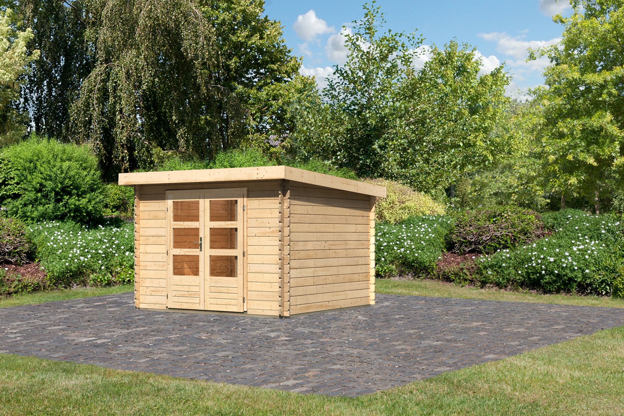 Karibu Gartenhaus Bastrup 5 in Naturbelassen, Außenansicht