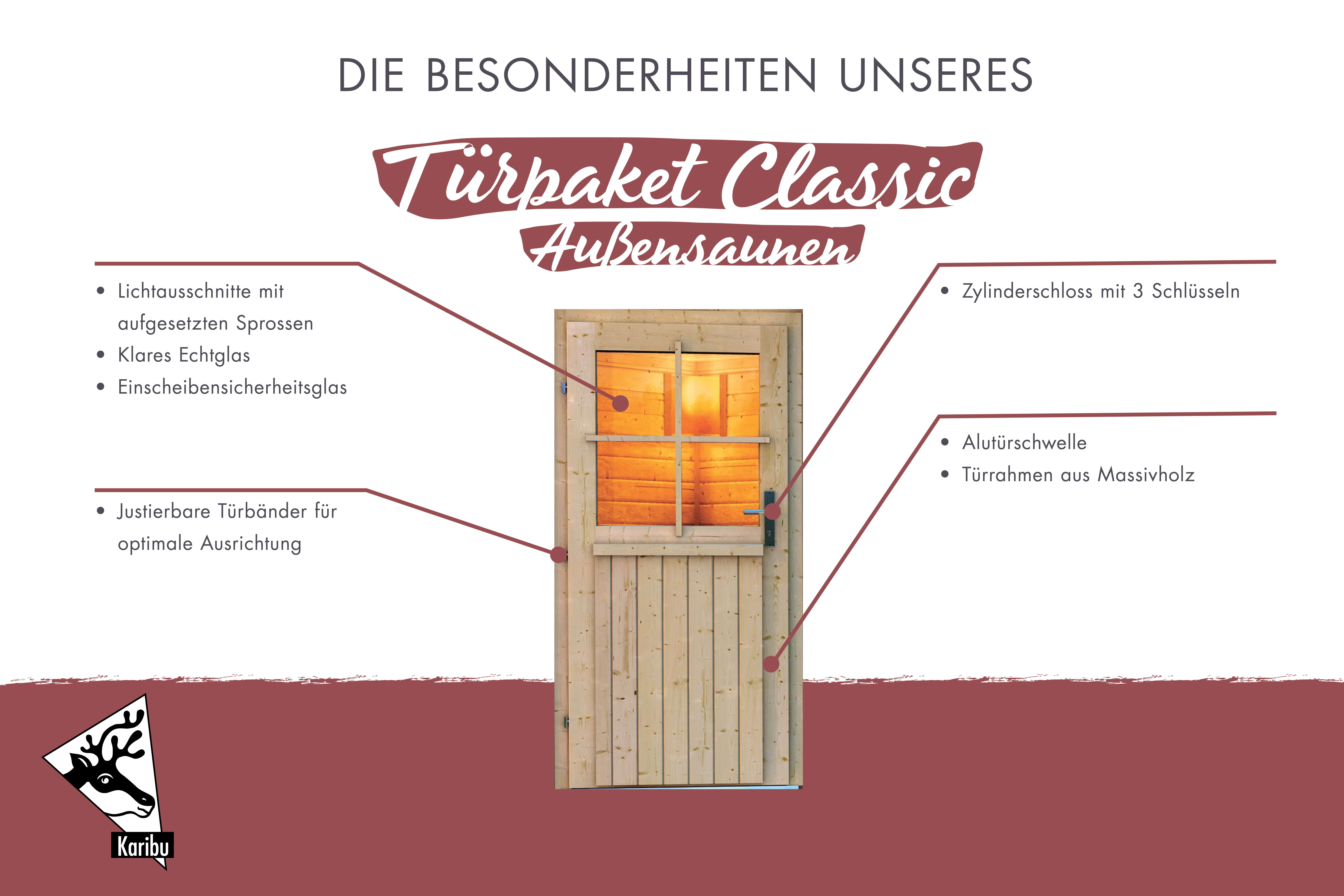 Maßzeichnung der Karibu Türpaket Außensauna Klassisch mit Außenmaß 83 × 4 cm und Höhe 177 cm