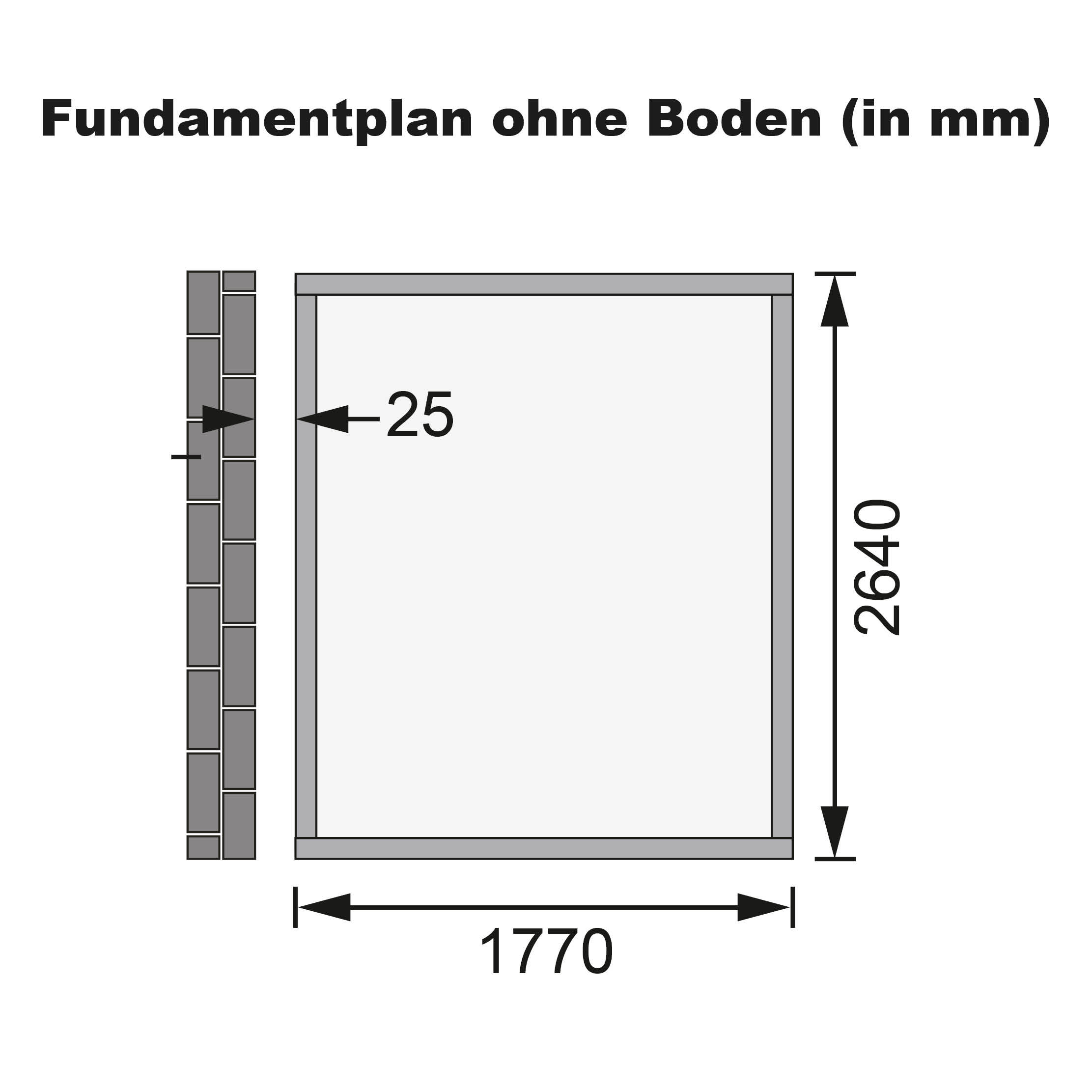 Fundamentplan des Karibu Gerätehaus Wandlitz 3