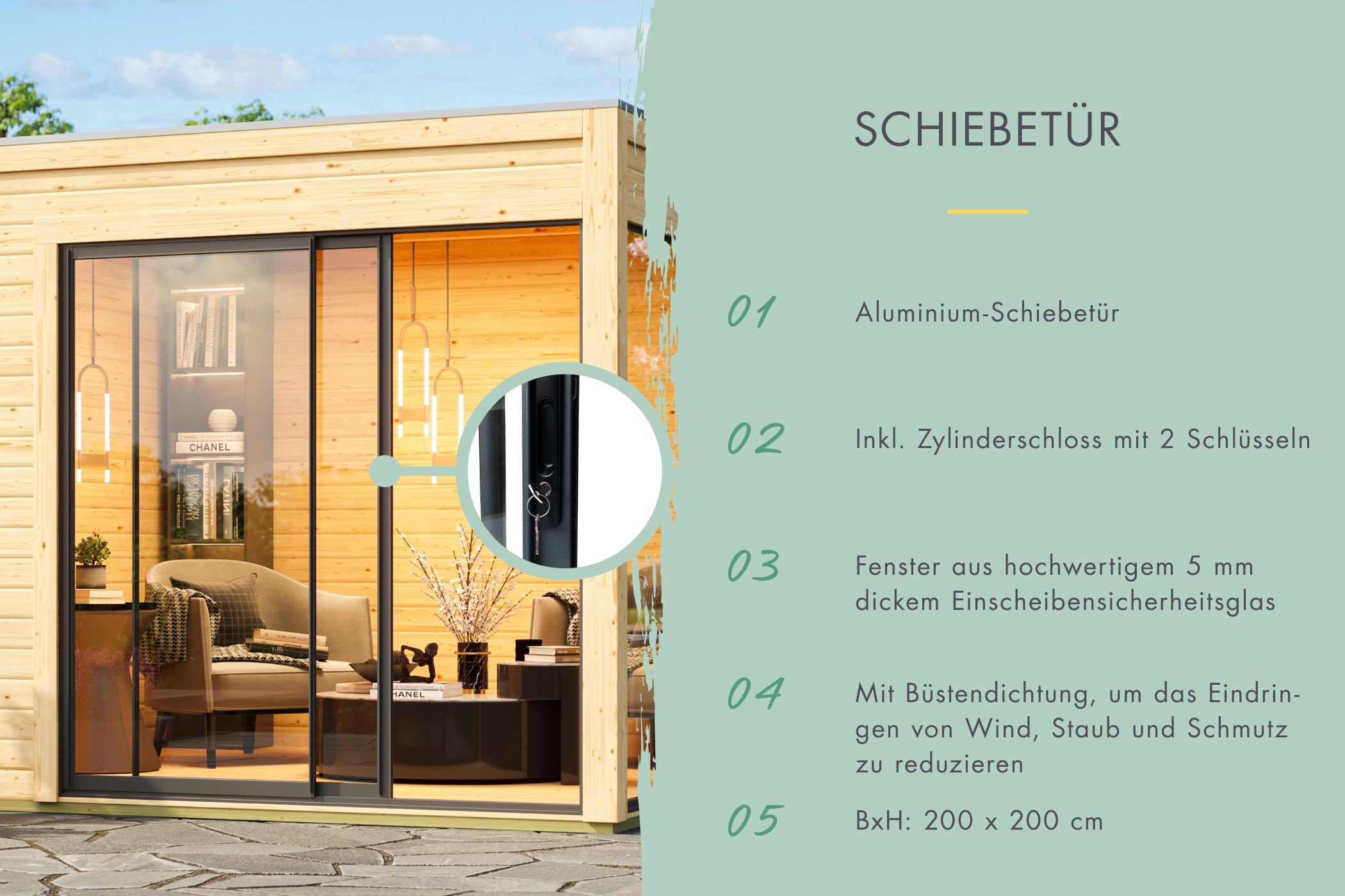 Ausstattungsdetail des Karibu Poolhaus Dice 5