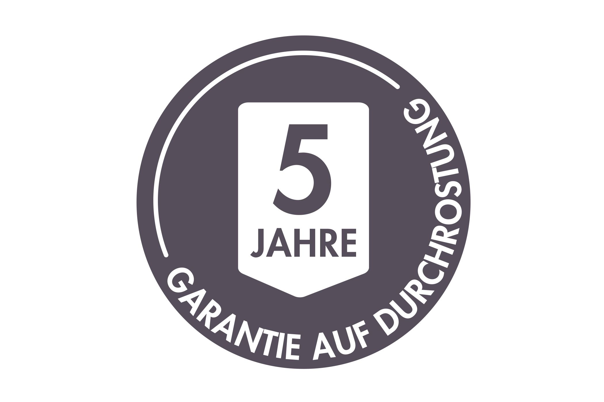 Siegel 5 Jahre Garantie auf die Konstruktion