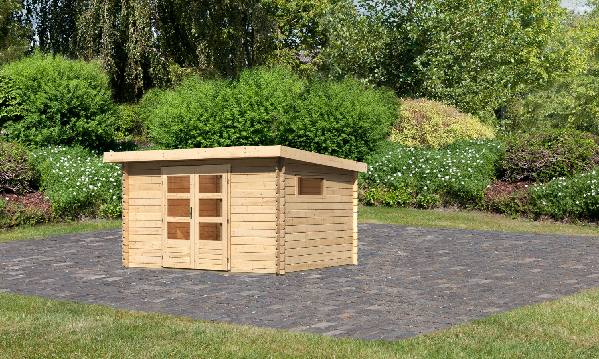 Karibu Gartenhaus Benstrup 7 in Naturbelassen, Außenansicht