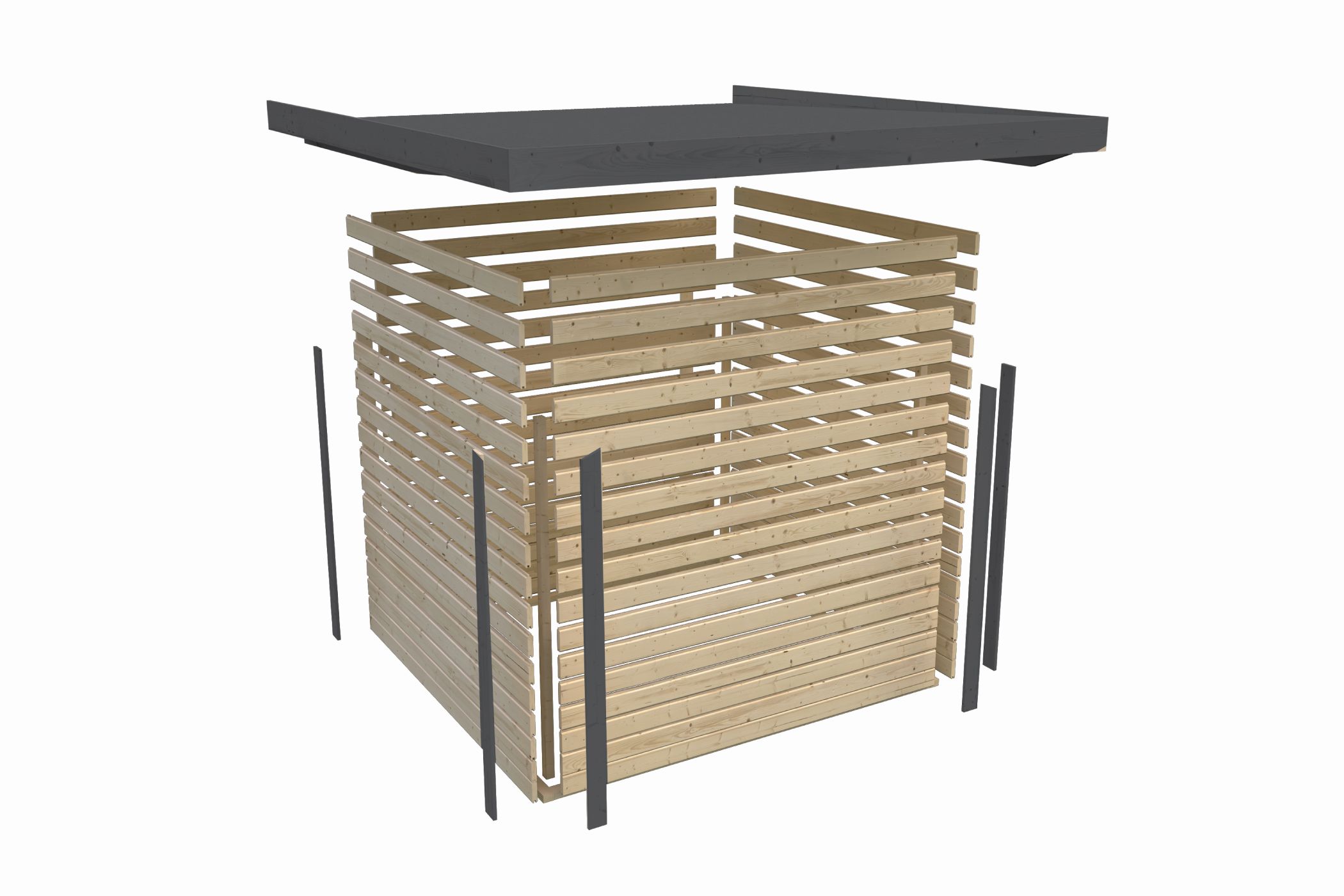 Technische Zeichnung des Karibu Gartenhaus Holz & Metall Pluto 7