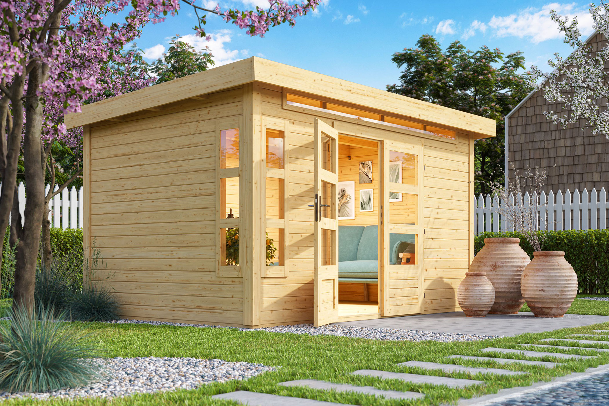 Karibu Gartenhaus Kastorf 7 in Naturbelassen im Garten