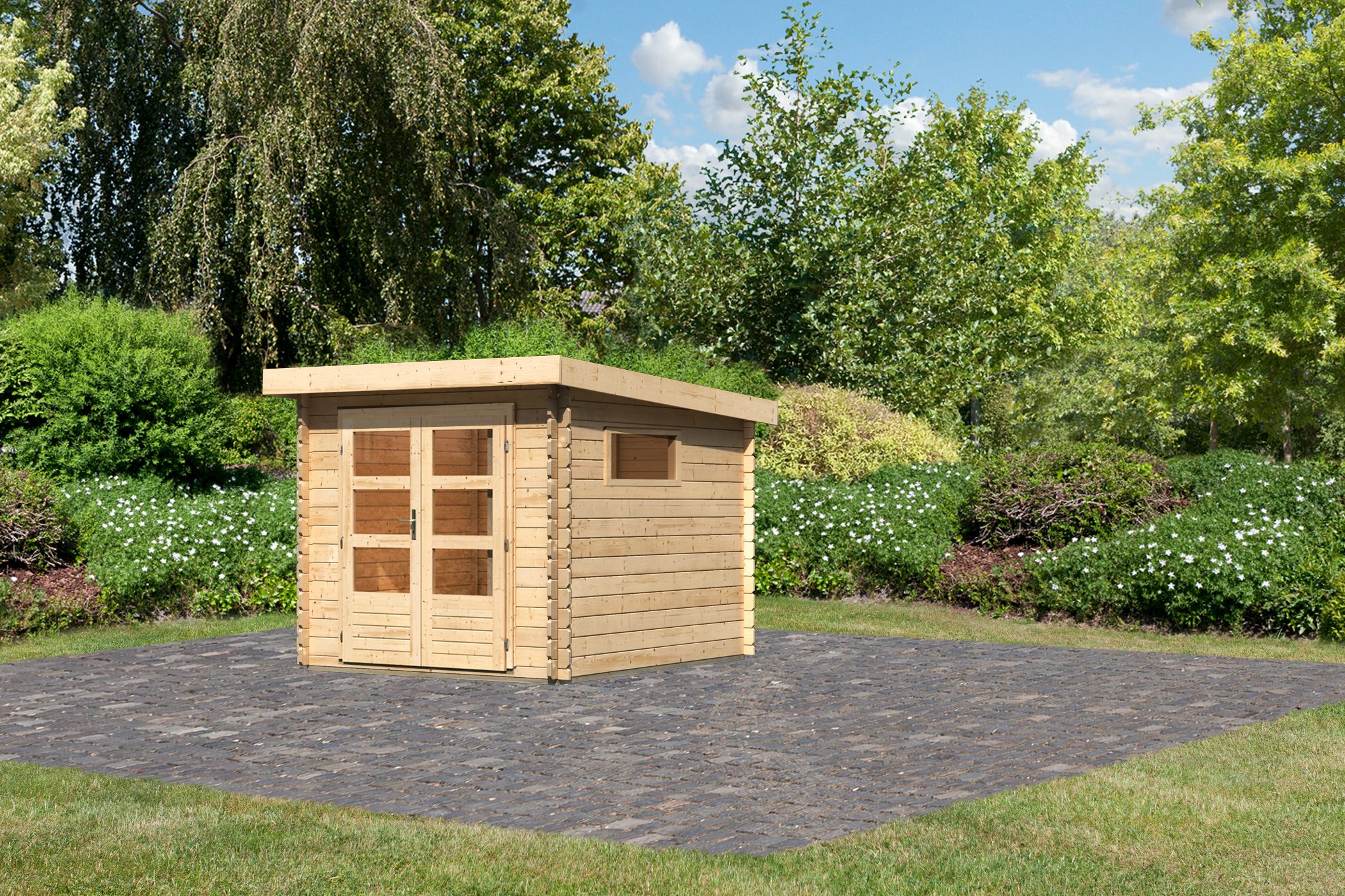 Karibu Gartenhaus Benstrup 4 in Naturbelassen, Außenansicht
