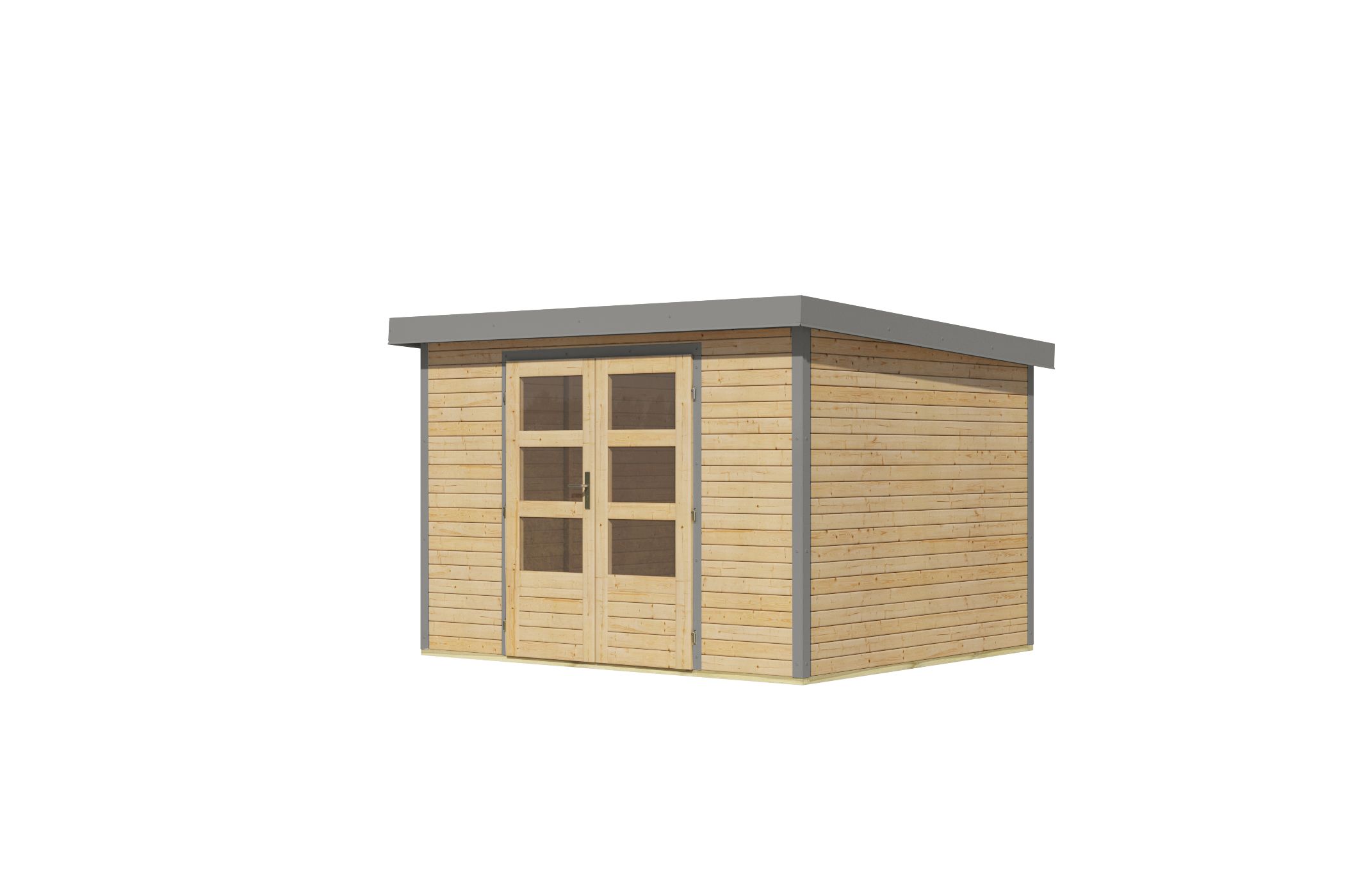 Karibu Gartenhaus Holz & Metall Jupiter 5 in Naturbelassen mit Metall in Graualuminium, Freisteller
